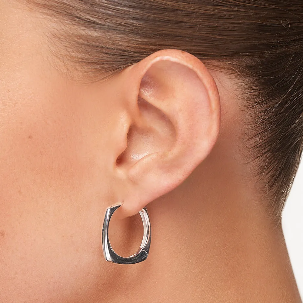 Maxi Square Edge Hoops in Silver