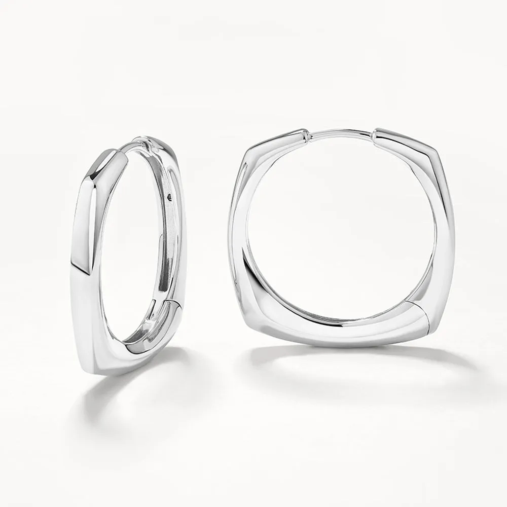 Maxi Square Edge Hoops in Silver