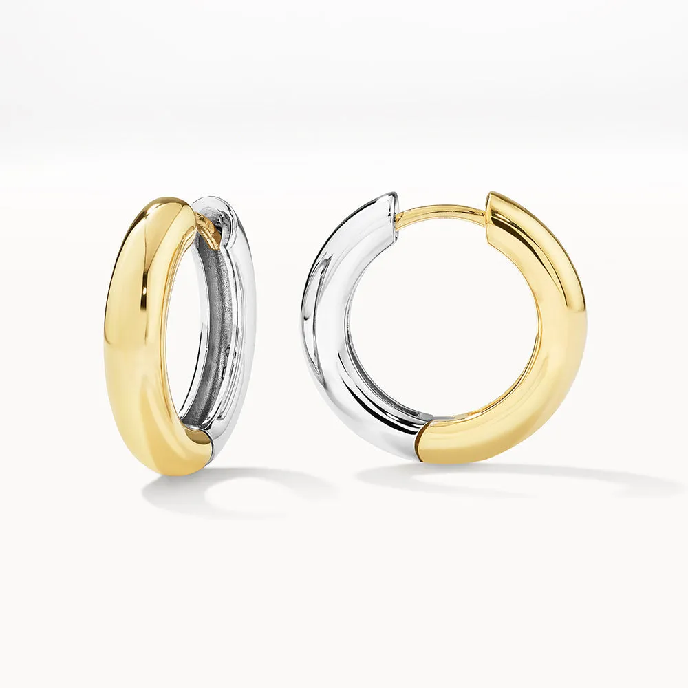 Midi Mixed Metal Reversible Hoop Earring in Gold