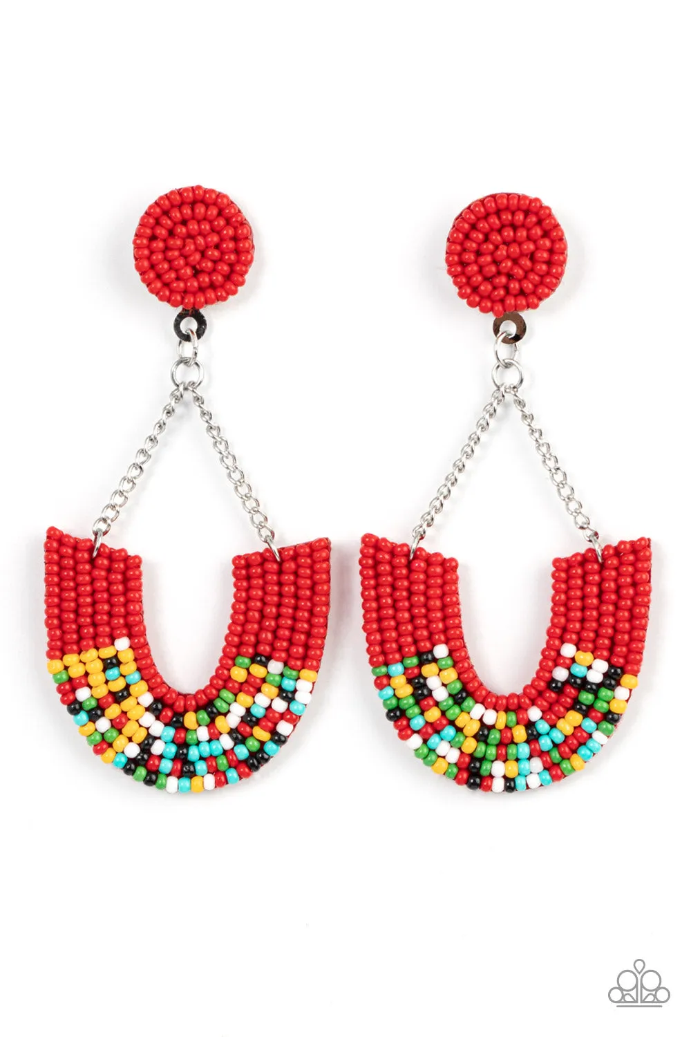 Paparazzi Make It RAINBOW - Red Multi Earrings