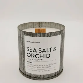 Sea Salt & Orchid Wood Wick Rustic Vintage Candle