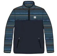 Set Off Recycled Polar 1/4 Zip Fleece - Patchwork Stripe Tidal Blue/ Deep Navy