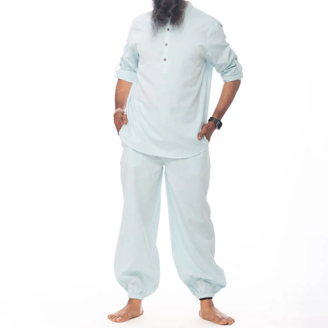 Sky-Blue Harem Pants for Men | 100% Cotton Yoga, Athleisure Harem Pants with Pockets