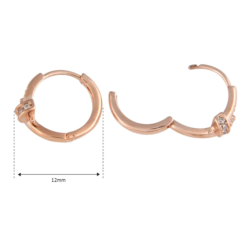 Small Nail CZ Accent Huggie Hoop Earrings