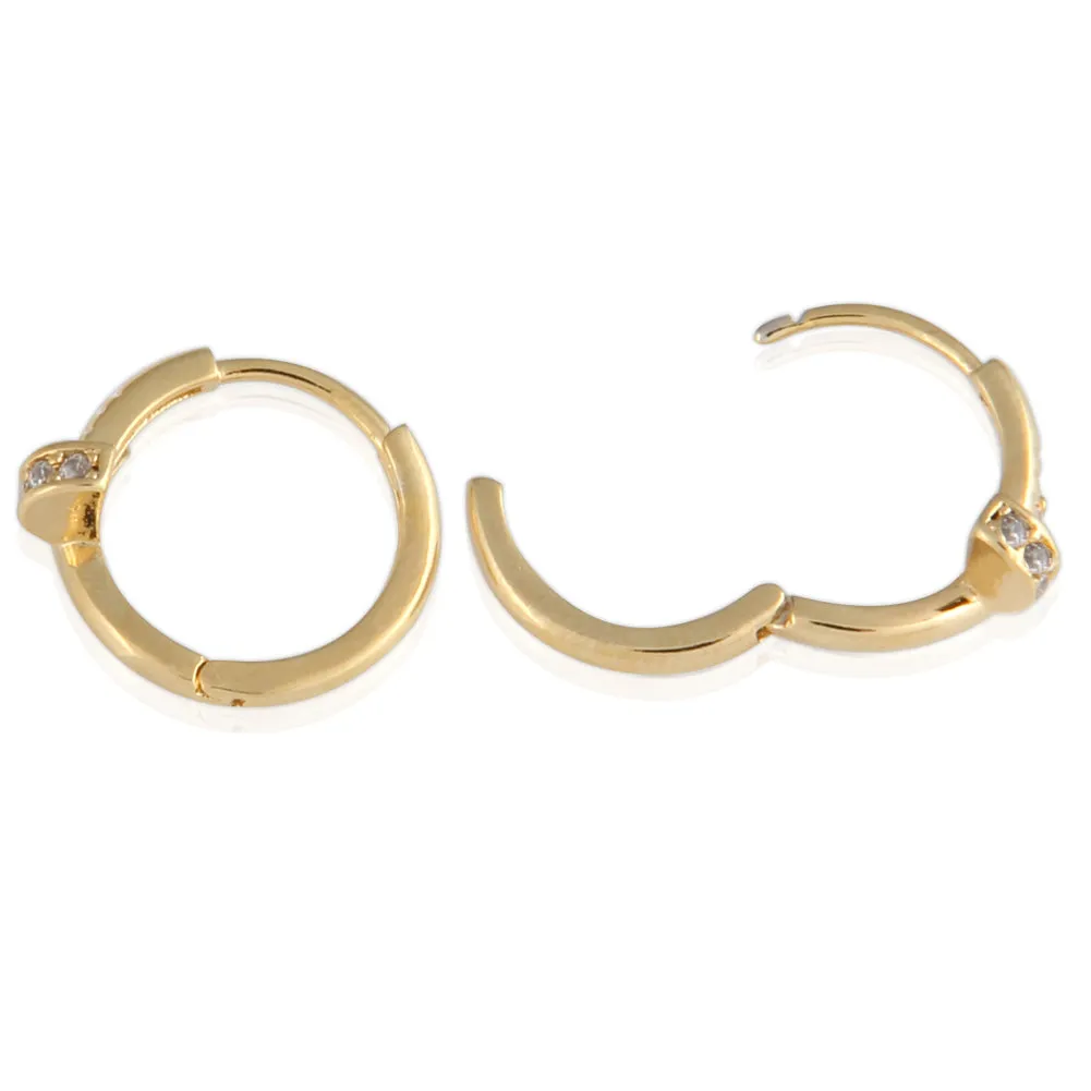 Small Nail CZ Accent Huggie Hoop Earrings