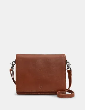 Stanton Brown Leather Flap Over Cross Body Bag