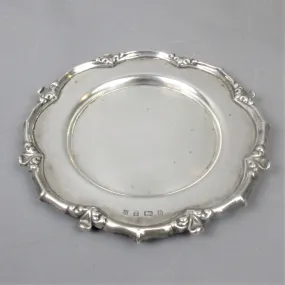 Sterling Silver Round Calling Card Tray Sherwood & Sons Birmingham Antique Victorian 1901