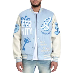 Sugar Hill "Mercy" Suede Letterman Jacket (Baby Blue Suede) SH24-SPR1-11