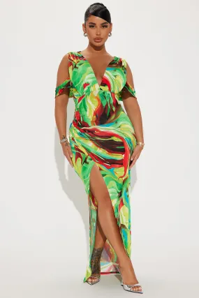 Tropical Vacation Maxi Dress - Green/combo