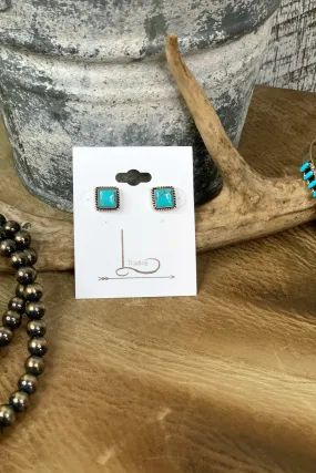 Turquoise Square Studs