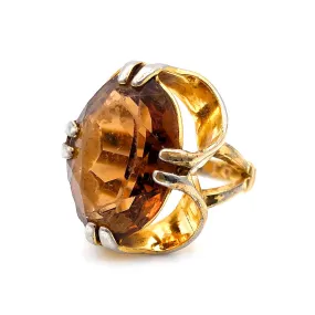 【USA輸入】ヴィンテージ アンバーブラウン ストーン リング/Vintage Amber Stone Ring