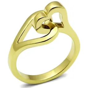 WildKlass Stainless Steel Heart Ring IP Gold Women