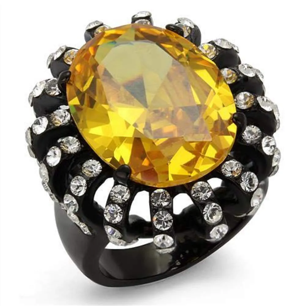 WildKlass Stainless Steel Ring IP Women AAA Grade CZ Topaz