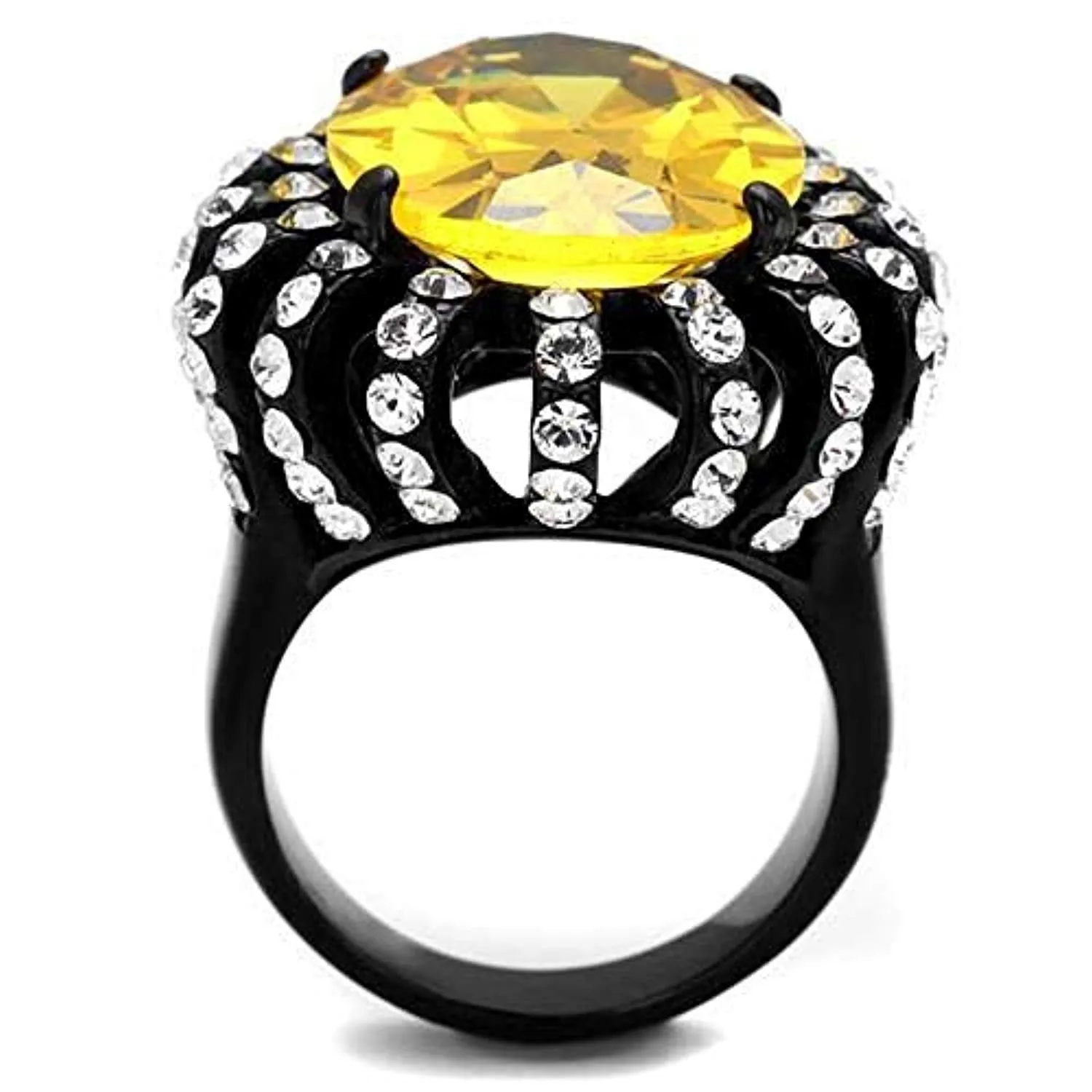 WildKlass Stainless Steel Ring IP Women AAA Grade CZ Topaz