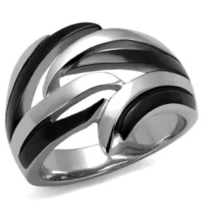 WildKlass Stainless Steel Ring Two-Tone IP Black Women