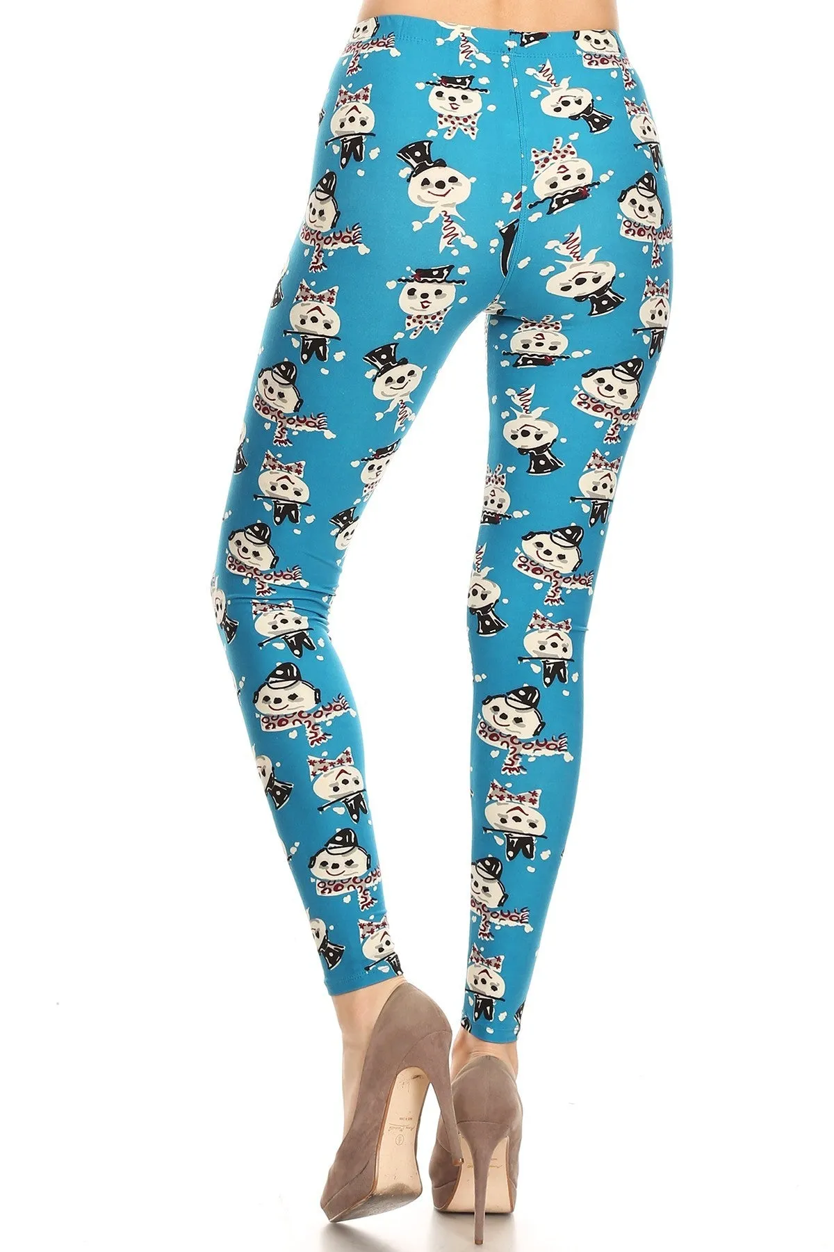 Women's 3X 5X Snowman with Scarf Pattern Printed Leggings