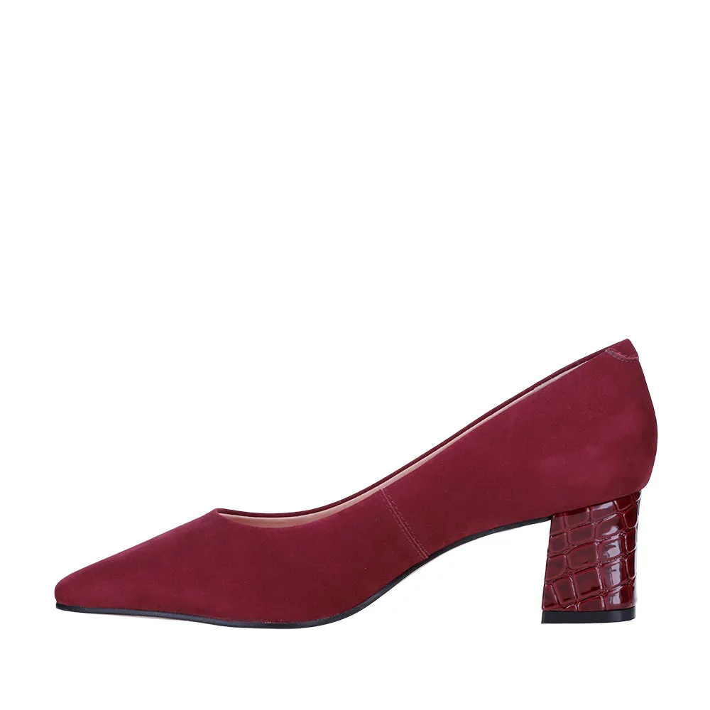 ZAGARRA - REMIN - BURGANDY SDE/CROC HEEL